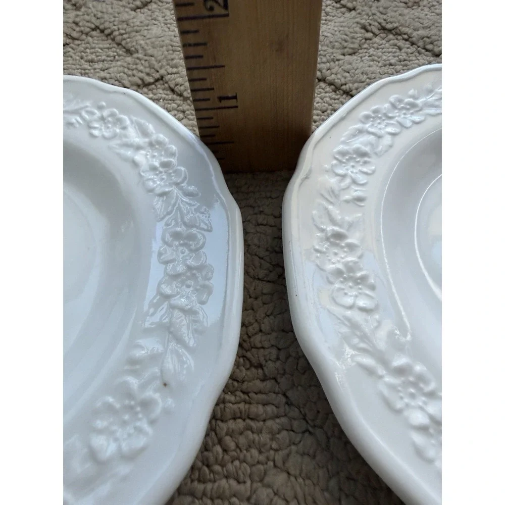 Milk Glass Floral Band Saucer for cup Indiana Glass Company Set Of 2